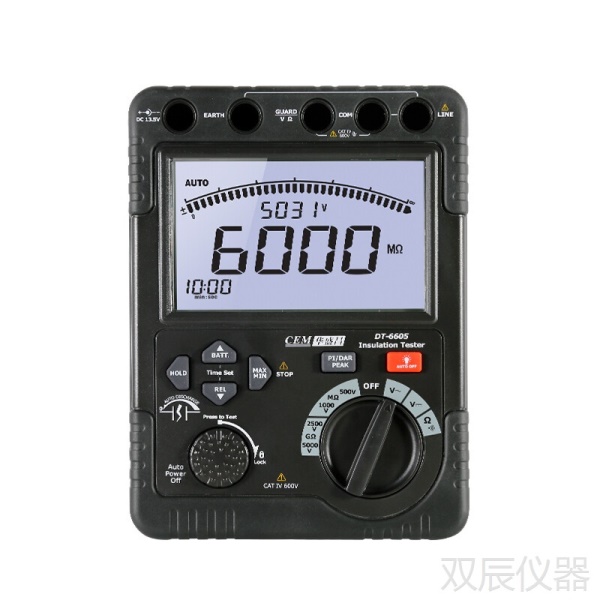 华盛昌（CEM）DT-6605高压绝缘电阻测试仪 交直流电压测量 高压绝缘表 高精度数显式兆欧表5000V